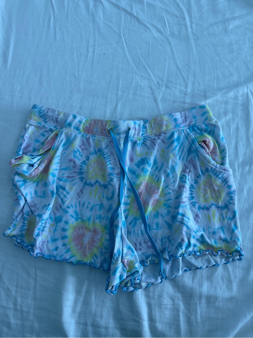 Secret Treasures Pastel Tie-Dye Lounge Shorts - Blue, Yellow, Pink